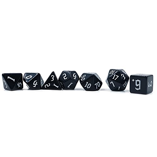Fasizi 2 Sets Black Dice Polyhedral 7-Die Dice Set Compatible with Dungeons and Dragons DND Role Playing White Pattern - Image 3