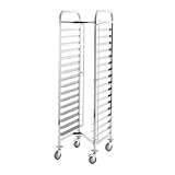 TECHNICA Edelstahl Transportwagen für 16 Backbleche - Gastronormwagen 470x620x1700 mm - Wagen - Tablettwagen - Regalwagen - Einschübe Gastro - Rollbehälter - Servier Trolley - Profi Catering Lager