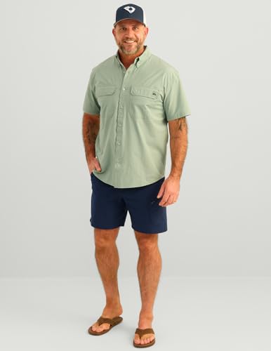 HUK Mens Next Level Solid Short Sleeve Fishing Button Down Shirt for Men2