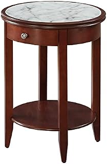 Convenience Concepts American Heritage Baldwin End Table with Drawer, Mahogany / Faux Marble