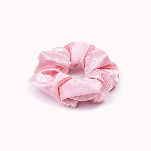 Image of Satin Hair Scrunchies for Women Pink Silk Scrunchies for Hair Satin Scrunchies for Girls & Stylish Hair Ties for Women Silk Hair Scrunchies for Breakage Prevention, Ponytail Holders(Pink)