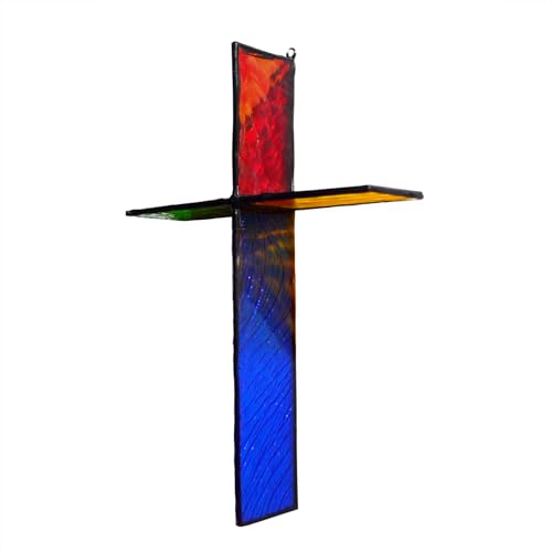 Handmade Stained Glass Wall Cross Decor & Sun Catcher -