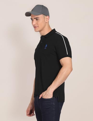 Image of U.S. Polo ASSN. Solid Regular Fit Polo T Shirts for Men - 100% Cotton, Half Sleeves Mens Tshirt