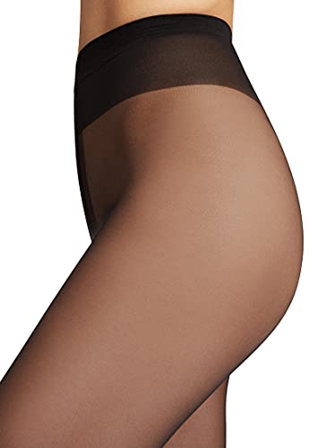 Image of Wolford Individual 10 Control Top Tights For Women Sheer Support Pantyhose Waist Sculpting Cotton Gusset Soft Waistband