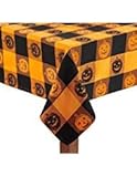 Nantucket Home Checkered Pumpkin Cotton Jacquard Tablecloth (52” x 52" Square)