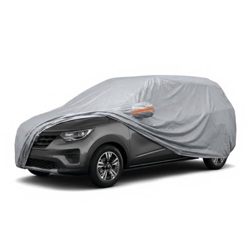 Image of myTVS 100% Waterproof Car Body Cover for Renault Triber - Custom-Fit, Double-Layer, UV & Dust Proof, Mirror Pockets & Elastic Clip Lock (CSK 7A)