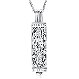 shajwo Cylinder Cremation Jewelry Tree of Life Urn Ashes Necklace for Women Men Vial Cremation Ash Pendant Loved One Memorial Jewelry,Silver