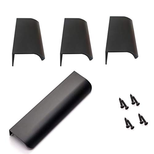Tirador moderno para cajón alacena puerta mueble armario, 4 piezas manija oculta invisible/oculta,aleación de aluminio, negro