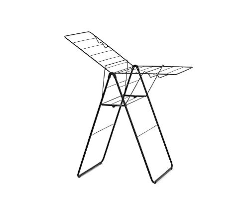 Brabantia HangOn Compact Clothes Drying Rack | 49ft (15m) | Matt Black | Small Indoor Clothes Airer Laundry Stand with 2 Fold-Out Wings & Hanger Hooks, Folds Flat, Ideal for Condos | Fits Full Load by Brabantia - Image 2