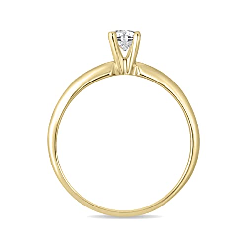 1/10 Carat Round Diamond Solitaire Ring in 14K Yellow Gold2