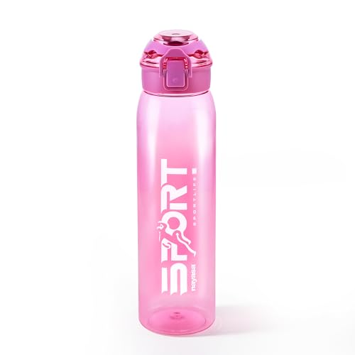 Image of Nayasa Turbine 1000 ml BPA Free Plastic Water Bottle | Leak Proof | Unbreakable | Wide Mouth with Scale | Sports Bottle | Pink