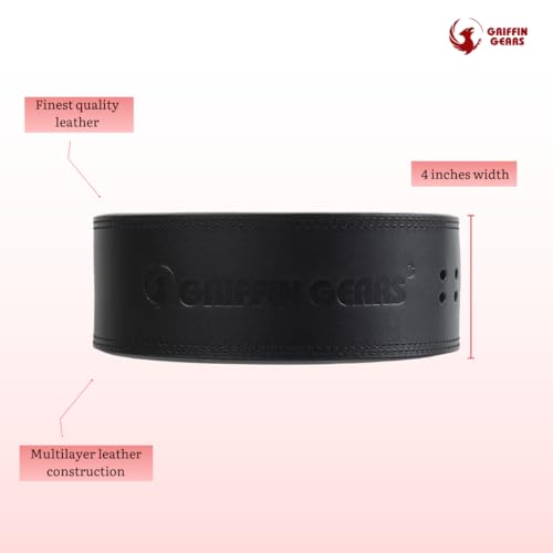 Image of 10mm Lever Belt - Black Leather Weightlifting Belt with White Buckle - Powerlifting Gym Belt for Men & Women - Heavy-Duty (Black Belt White Buckle, L)