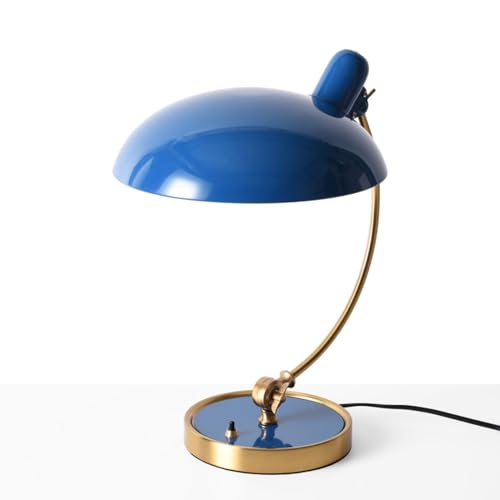B·LED BARCELONA LED Lámpara de mesa – Diseño estilo Bauhaus | Lámpara de escritorio con pantalla orientable Azul, casquillo E27. Lámpara retro vintage para mesita de noche, escritorio, sala de estar