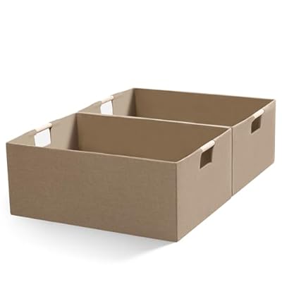 Foldable Fabric Storage Cubes, 2 Packs Cloth Storage Baskets with Wooden Handles, Collapsible Shelf Closet Organizer Bins, Rectangular Storage Boxes for Decor (Coffee Color)