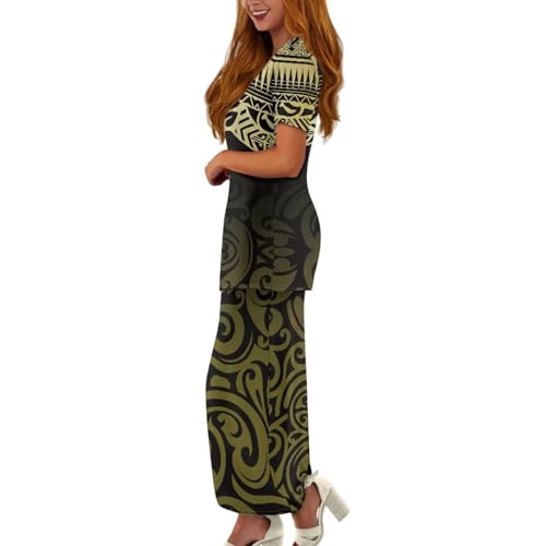 Women's Samoa Polynesian Puletasi 2 Piece Set Plus Size Women's Dress Short Sleeve Crop-Neck Ladies Dresses2