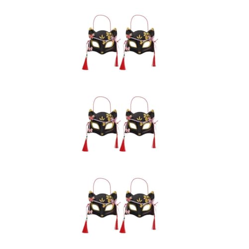Demi-masque de renard japonais (lot de 6) pour cosplay et halloween