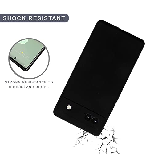 Image of SPRIG Compatible with Google Pixel 6A Phone Liquid Silicone Premium Back Cover Drop Tested Shock Proof Mobile Case for Men, Women, Boys and Girls with Camera Protection (Black)