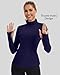 WOWENY Thermal Turtleneck Tops for Women Long Sleeve Shirts Running Base Layer with Face Mask Neck Gaiter Thumbholes (Navy, XL)
