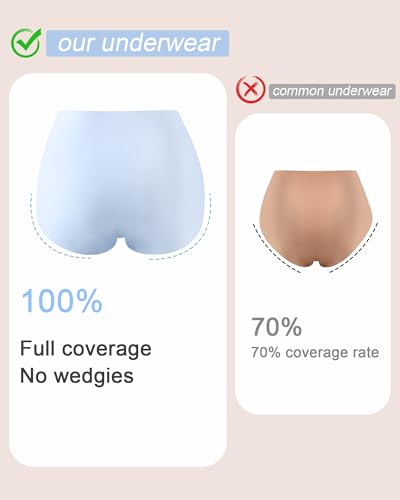 Seamless High Waisted Underwear Panties for Women No Show Ladies Panty Full Coverage Tagless Briefs 6 Pack3