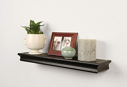Image of HIGH & MIGHTY 515605-HSU Decorative 18 inch Floating Shelf Holds up to 15lbs, Easy Tool-Free Dry Wall Installation, Beveled, Retail Pack of 2, Black