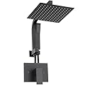 Black Shower Head and Handle Set, Shower Faucet Set with 10 Inch Rain Shower Heads with Handheld Spray Combo, Rainfall Bathroom Shower System Rain Shower Head and Handle Set