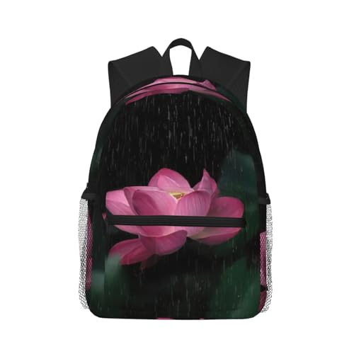 Sac à dos ordinateur portable noir à motif fleur de lotus pour le travail