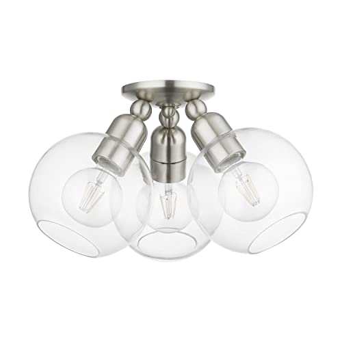 Livex Lighting, 48978-91, Downtown, Sphere Semi-Flush, Brushed Nickel by Livex - Image 2