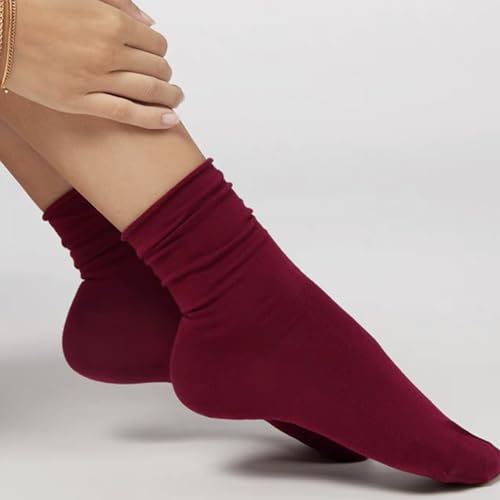 Image of Fszsaa MultiParis Novelty Slouchy Socks For Women Roll Top Socks Ankle Socks Vintage Ruffle Cotton Dress Socks