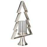 EGLO LIVING Deko Baum Mukayle, Tannenbaum mit Kerzenhalter, Weihnachtsdeko Fensterbank, Wohnzimmerdeko Weihnachten für Stumpenkerzen, Metall in Silber, H 50 cm
