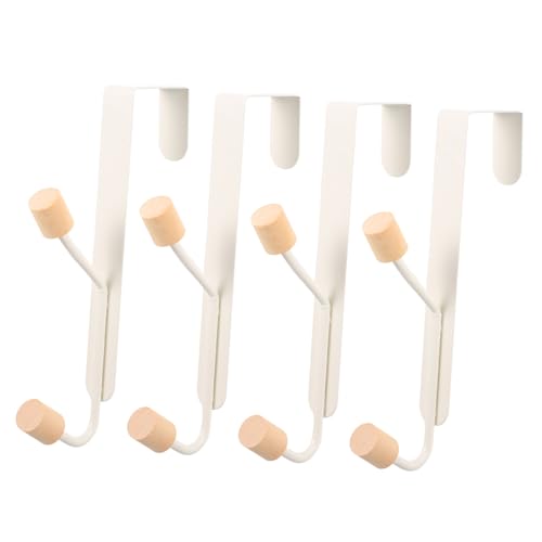 VILLFUL 4pcs Double Hook Hook Behind The Door Coat Hangers Purse Hangers Coat Rack Hooks Coat Hanging Hook Hat Hooks Coat Hook Home Hanging Hooks Over Door Hook Carbon Steel White