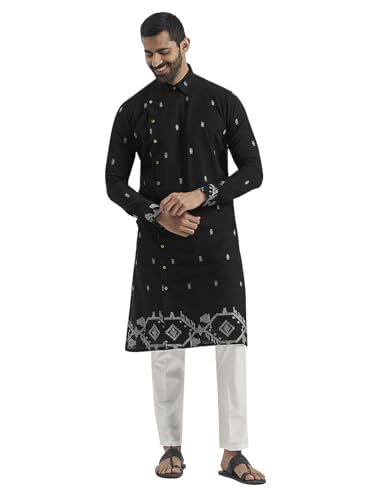 Kurta Pyjama coton VASTRAMAY vêtement homme ample et respirant Jamdani