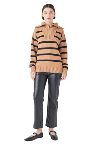 English Factory Women's Striped Knit Zip Pullover