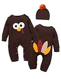 Detigee Baby Boy Thanksgiving Outfit Boy First Thanksgiving Clothes Baby Turkey Outfit (Brown,12-18 Months)