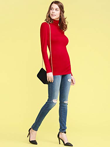Image of Lock and Love Women's Turtleneck Top Lightweight Long Sleeve Slim Fit Pullover, Soft Rayon Stretch Layering Basic, S-3XL