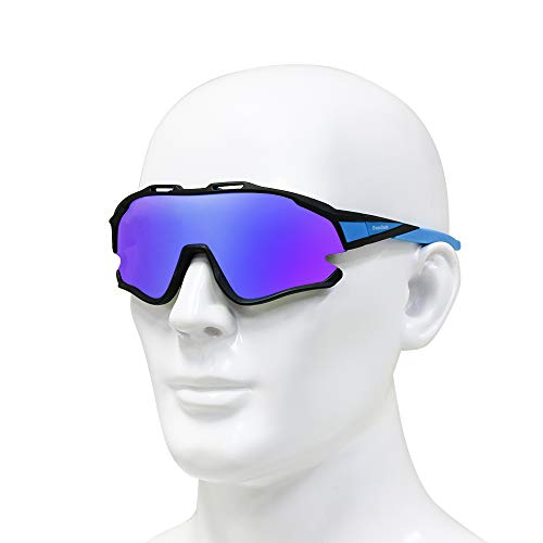 Cycling Goggles Polarized Mountain Bike ATV Outdoor Eyewear Sports MTB Sunglasses 3 Lenses (Black gray)