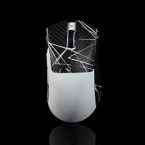 Hokeyio Grip Tape for Razer Deathadder V3 Pro - Anti-Slip,Enhanced Control, Suck Sweat,Soft Leather,Improves FPS Gaming Grip [Pre-Cut] Black White 0.4mm