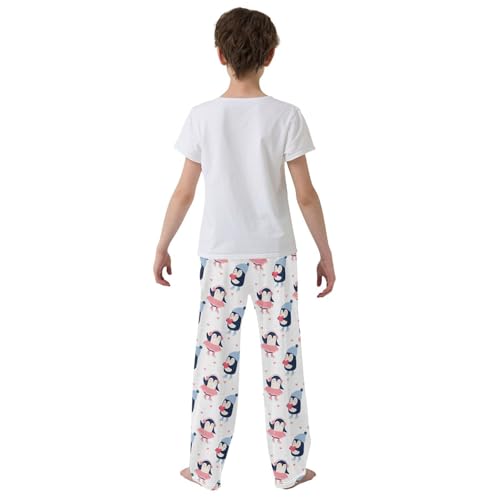 Skating Penguin with Love Boys Long Pants Soft Trousers Elastic Waist Kids Lounge Bottoms with Pockets S-XL3