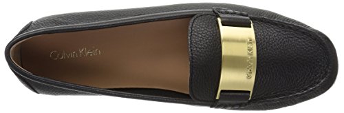 Image of Calvin Klein Women's Lisette Loafer Flat, Black Tumbled Leather, 7 Medium US