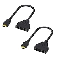 KIQAWEE HDMI Splitter Adapter Monitore, 2 in 1 out Stecker, Mâle vers Double 1080P HDMI Dual-Ausgang Verteiler, 30cm Doppelstecker Anschluss Kabel für Monitor HDTV Projektor LCD Bildschirm