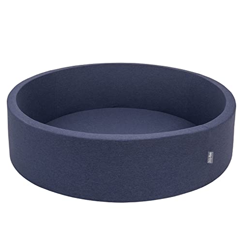KiddyMoon Piscina De Bolas 120X30cm/SIN Bolas Redondo Grande para Ninos,Hecha En La UE, Azul Marino