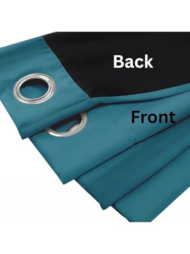 Image of 100% Blackout Curtains for Window- 4 Feet (Pack of 1) | Black Back Coated Fabric |Heat & Noise Insulation | Eyelet Curtains for Living Room & Bedroom |Sea Teal