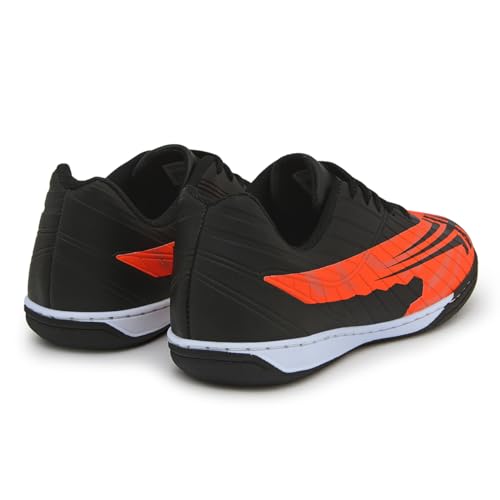 Tênis Chuteira Infantil Futsal Escolar Crianças Costurada Original (Preto Laranja, BR, Criança de 9