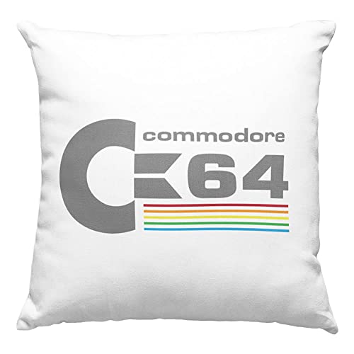 Zip sul fondo per sfoderarlo Vulfire Cuscino Commodore 64 C64 Anni 80 Vintage Nerd Retro, Home Computer Divertente Humor Idea Regalo Originale Arredo Casa Divano Letto - con Imbottitura (40_x_40_cm, Bianco)