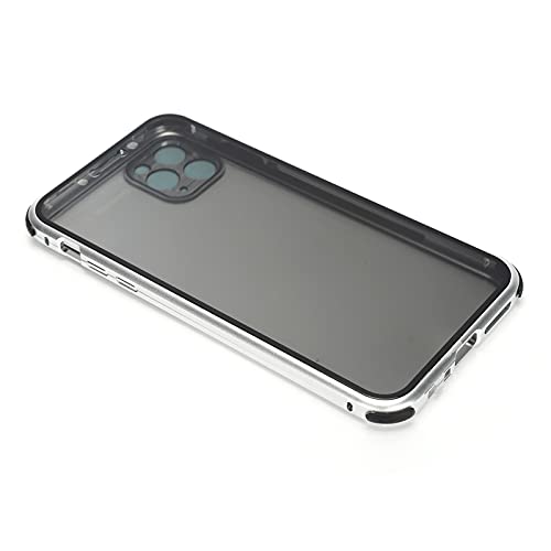 Coque magnétique iPhone 11 Pro en verre anti espion argent protection double face