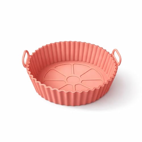 Image of Silicone Air Fryer Basket with Handles | Non-Stick Reusable Air Fryer Liner | Oil-Free Healthy Cooking | Easy Clean Heat Resistant Food Basket (MIDIUM, 1, Count)