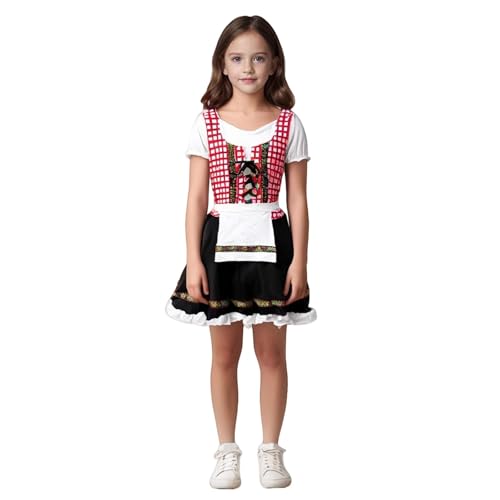 Disfraz bávaro niña con vestido tirolés mediano y blusa tradicional