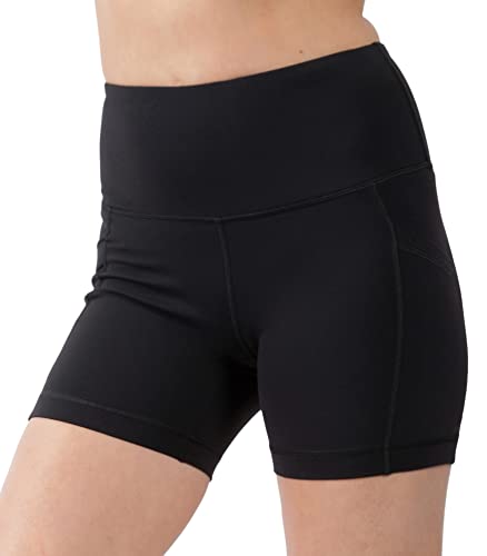 90 Degree By Reflex - High Waist Power Flex Biker Shorts With Side Pockets - 5", 7", 9" - Black 5" - Small #TOP1