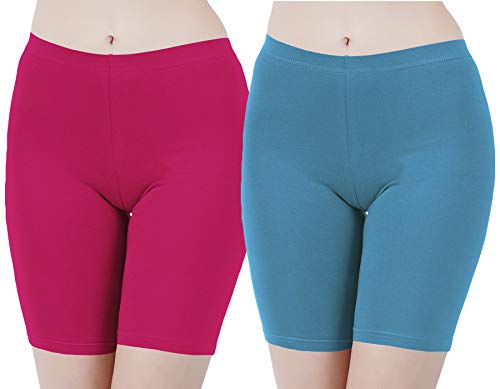 Image of Buy That Trendz Cotton Lycra Tight Fit Stretchable Cycling Shorts Womens | Shorties for Active wear /Exercise /Workout /Yoga /Gym /Cycle /Running Red Grey Combo Pack of 2