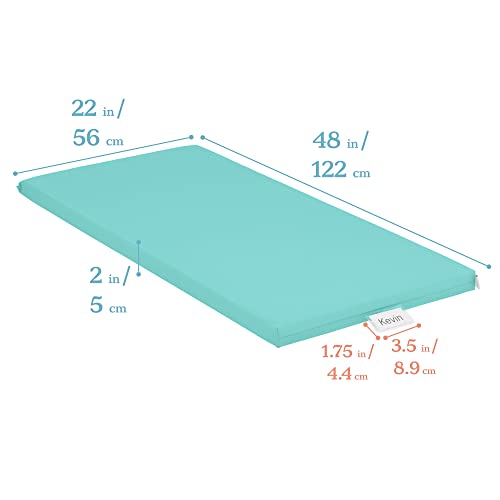 Image of ECR4Kids SoftZone Rainbow Rest Time Mat with Name Tag, Sleeping Pad, Seafoam, 5-Piece
