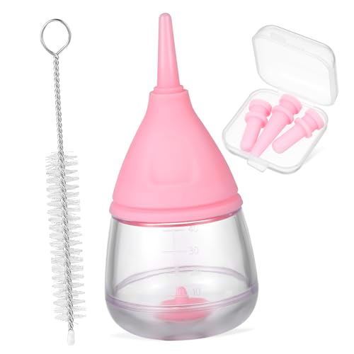 HANABASS Botella de Lactancia Mascotas Kit de Alimentación con Biberón Incluye Tetinas Reemplazables y Cepillo de Limpieza Seguros